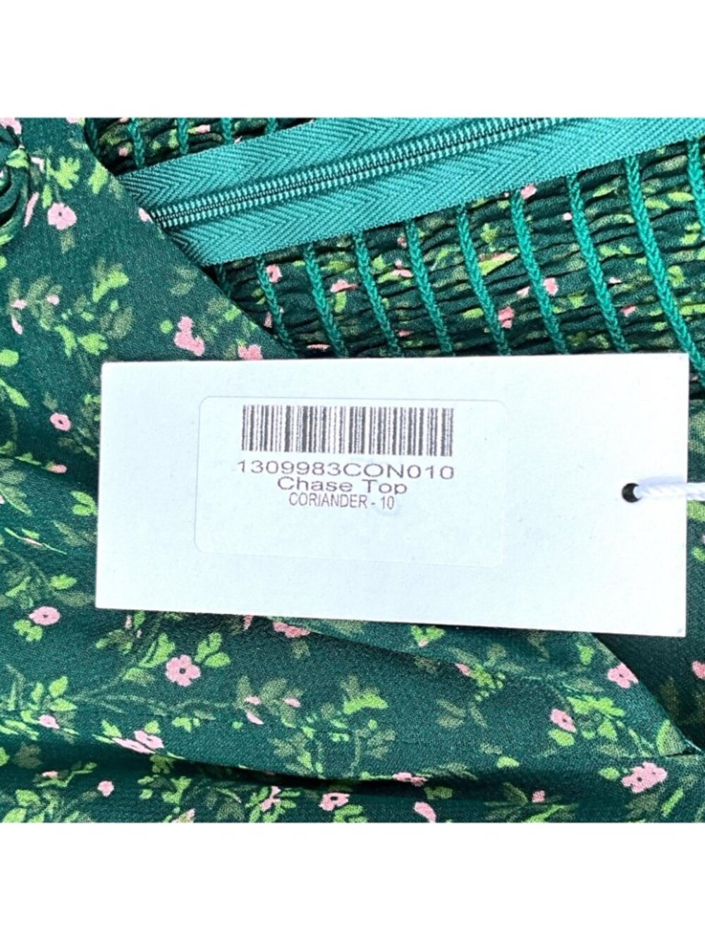 NWT Reformation Chase Top Womens 10 Green Floral Sweetheart Puff Sleeve Blouse - Picture 6 of 15